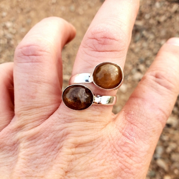 New Golden Rutile Adjustable 925 Silver Ring. - Picture 16 of 16